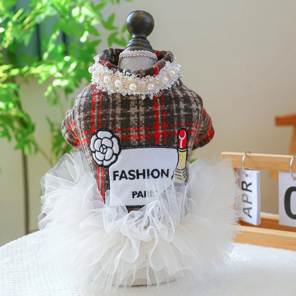 Robe à carreaux tendance Coco | Vêtements de luxe pour chiens