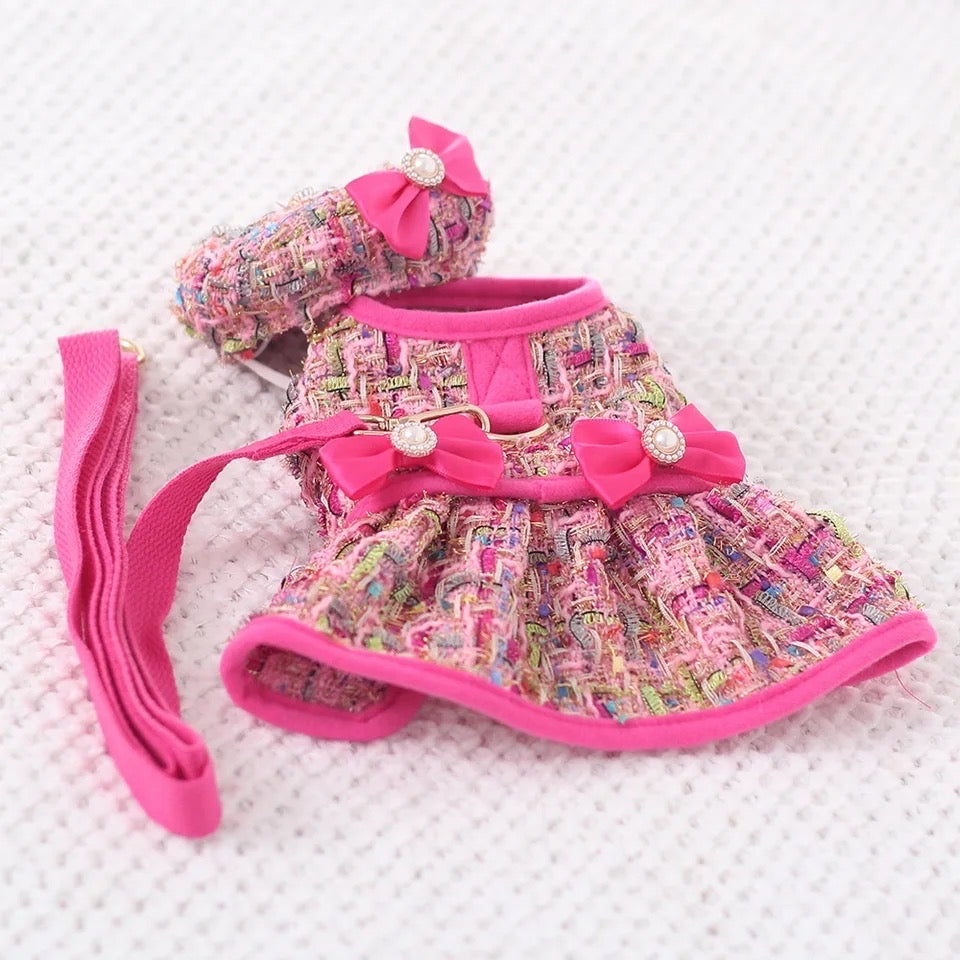 Ensemble harnais pour chien Miss London | Ensemble harnais, chapeau et laisse