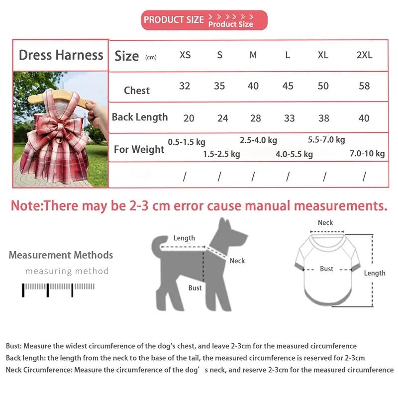 Ensemble harnais et laisse Fiona Bow Dog Dress | Ensemble de promenade pour chien