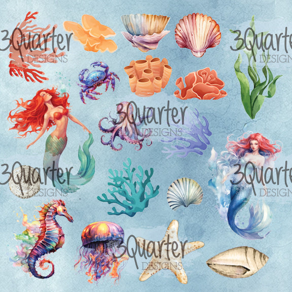 3Quarter Designs Poseidon's Kingdom Lot de papiers 8x8