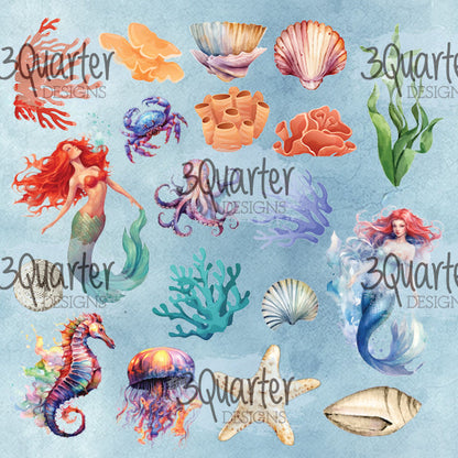 3Quarter Designs Poseidon's Kingdom Lot de papiers 8x8