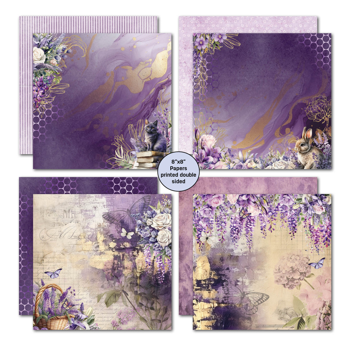 Bloc de papiers 8x8 Lilac Euphoria 3Quarter Designs