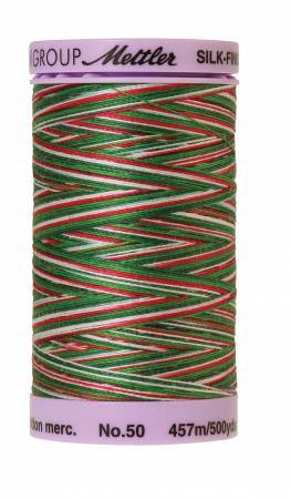 Fil de coton nuancé Mettler Silk-Finish 50WT, 500 vg/457 m, Joyeuses Fêtes