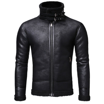 Men’s Leather Biker Jacket – Classic Motorcycle Motorcycle-Style Leather Coat for Casual Wear