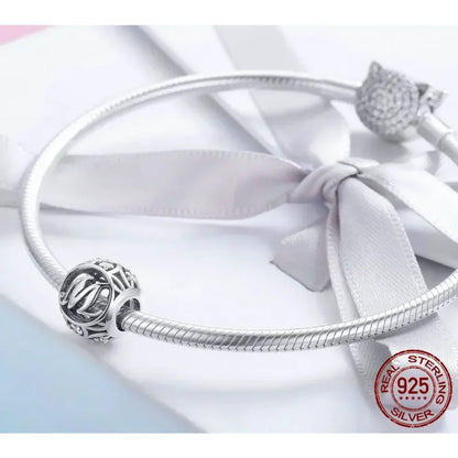 Perle breloque initiale en argent sterling 925