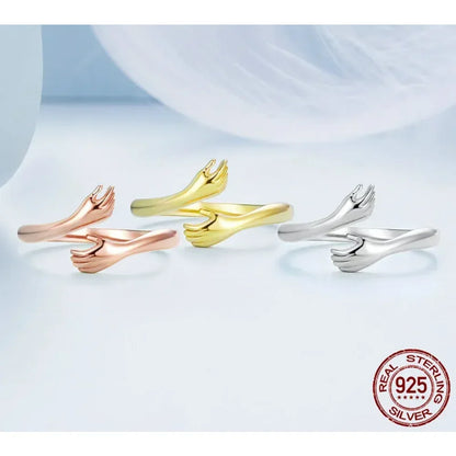 Bague Étreinte en Argent Sterling (Ajustable)