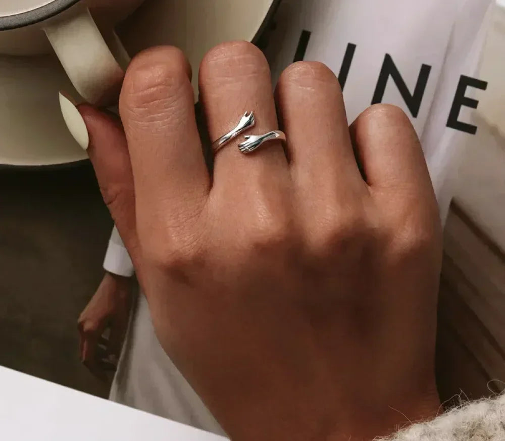 Bague Étreinte en Argent Sterling (Ajustable)