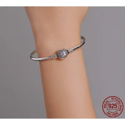 Bracelet jonc en chaîne serpent en argent sterling avec pavé de zircones cubiques