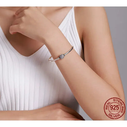 Bracelet jonc en chaîne serpent en argent sterling avec pavé de zircones cubiques