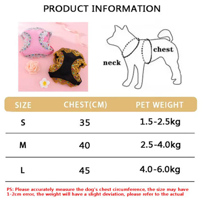 Ensemble Harnais et Laisse pour Chien en Dentelle Cristallisée – Vêtements de Luxe pour Animaux de Compagnie