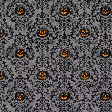 Michael Davis - Midnight Hauntings - Dark Gray Pumpkin Damask - 96485-998