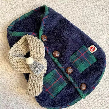 Jackson Dog Sweater & Scarf – Plaid Winter Outfit for Dogs