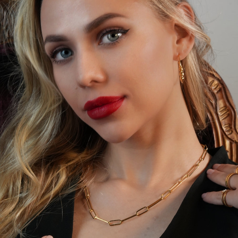 CIRCE : Collier contemporain combiné long et court en trombones