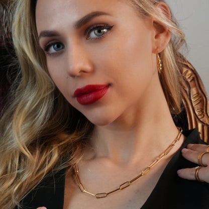 CIRCE : Collier contemporain combiné long et court en trombones
