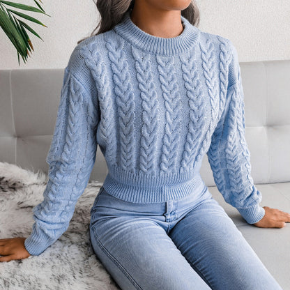Women’s Autumn Knit Sweater Crop Top – Stylish Cropped Pullover Jumper