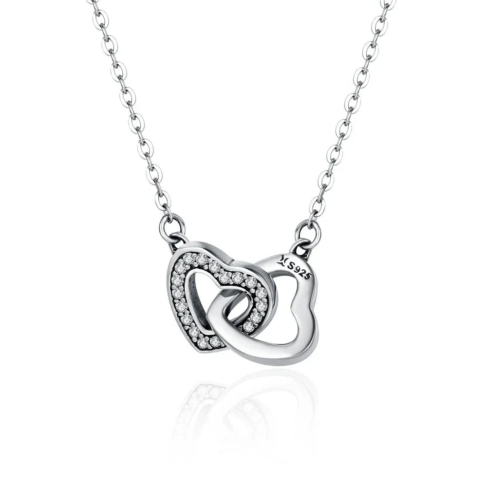 Cœurs connectés : Collier pendentif en argent sterling étoile/cœur/chat