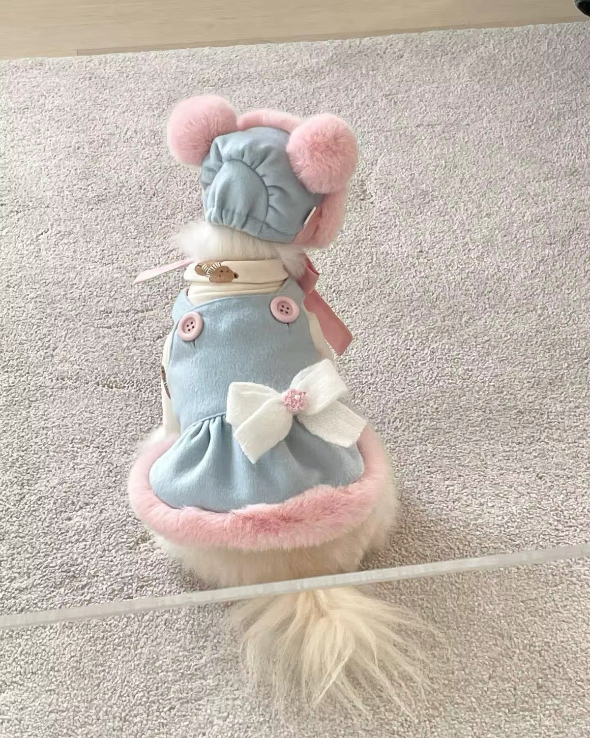 Tenue Lapin de Pâques bleu layette – Ensemble Bonnet de Pâques pour chien