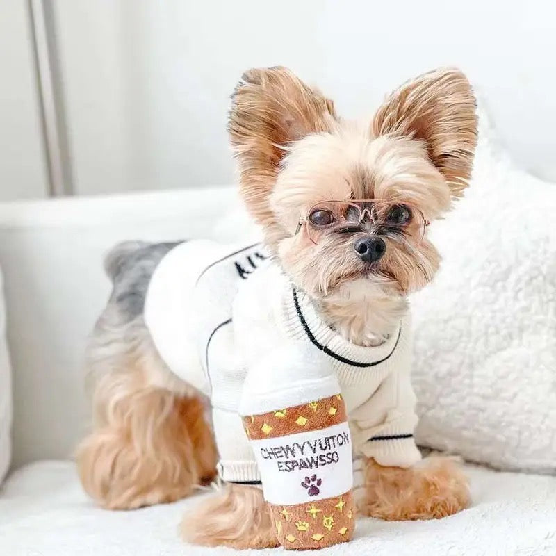 Jouet pour chien Chewy Pawtton en forme de tasse à café | Jouet à mâcher en peluche pour chien