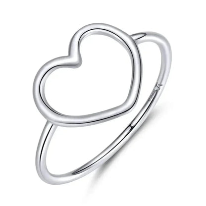 Bague minimale en argent sterling 925 en forme de cœur