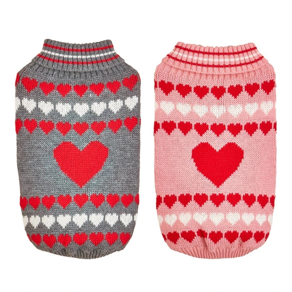 Pull tricoté pour chien | Pull pour chien Cœur d'amour