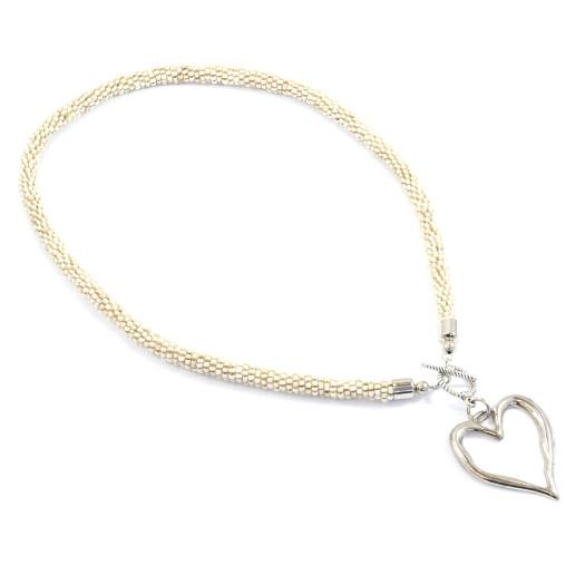 Collier court Cœur ouvert perlé