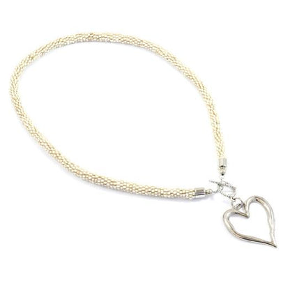 Collier court Cœur ouvert perlé
