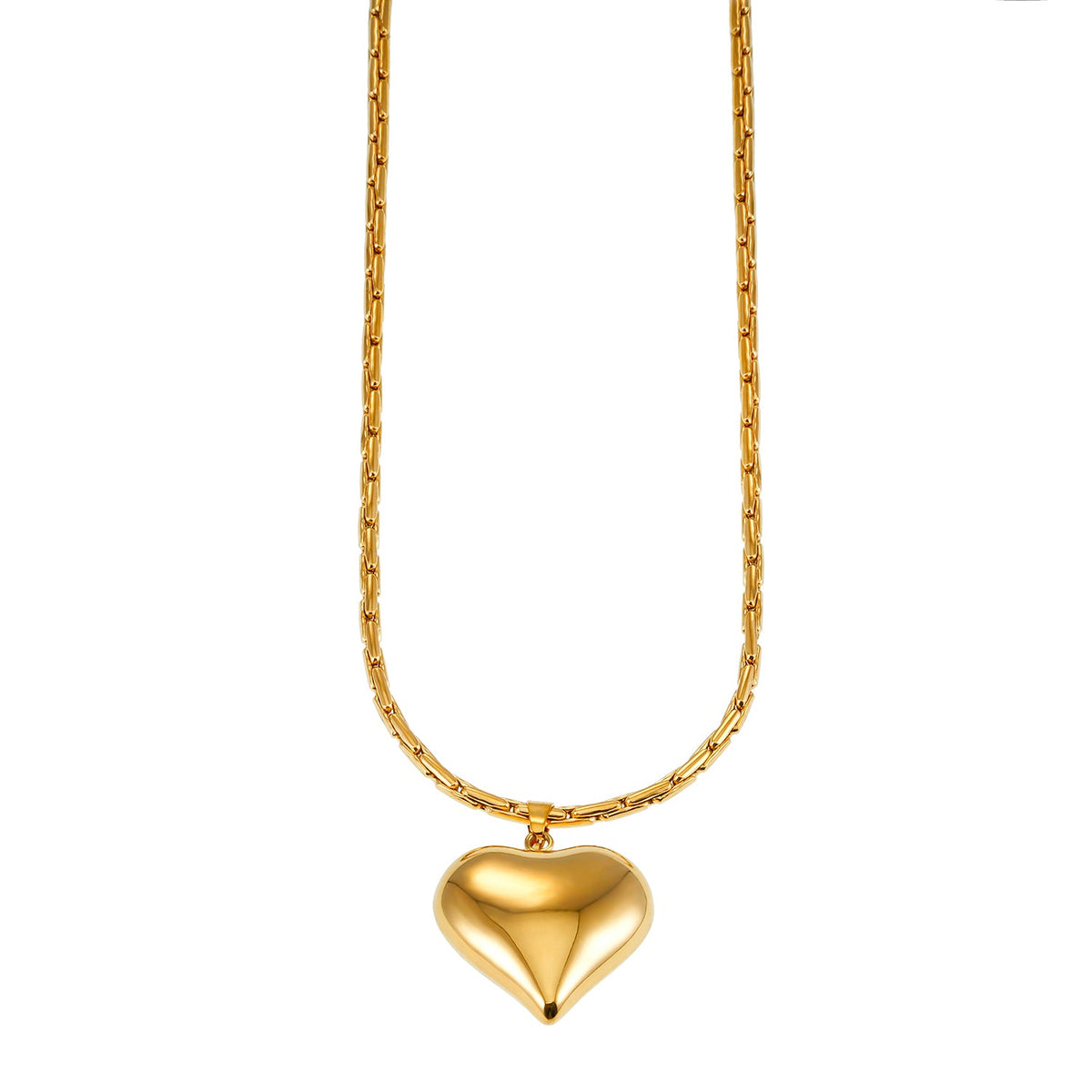 ABEL : Chaîne en câble ouvragée avec pendentif Cœur gonflé en or.
