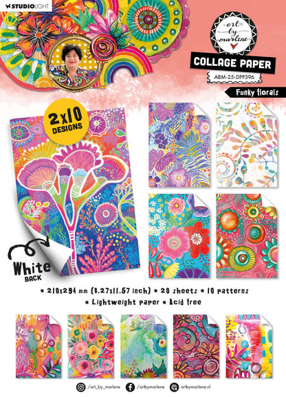 ABM Papier de Collage Funky Florals Art By Marlene 210x294x8mm 20 Feuilles