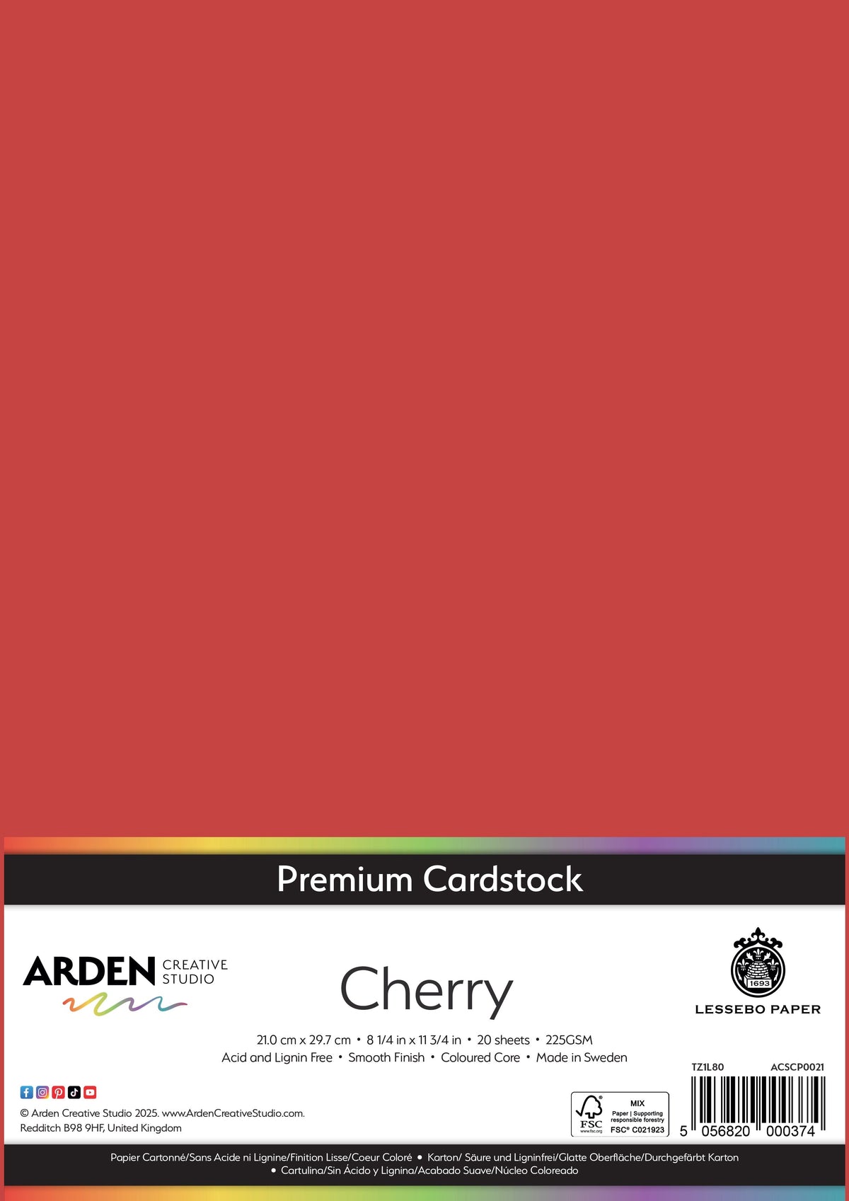 Arden Creative Studio Premium Cardstock A4 225gsm 20 Pack