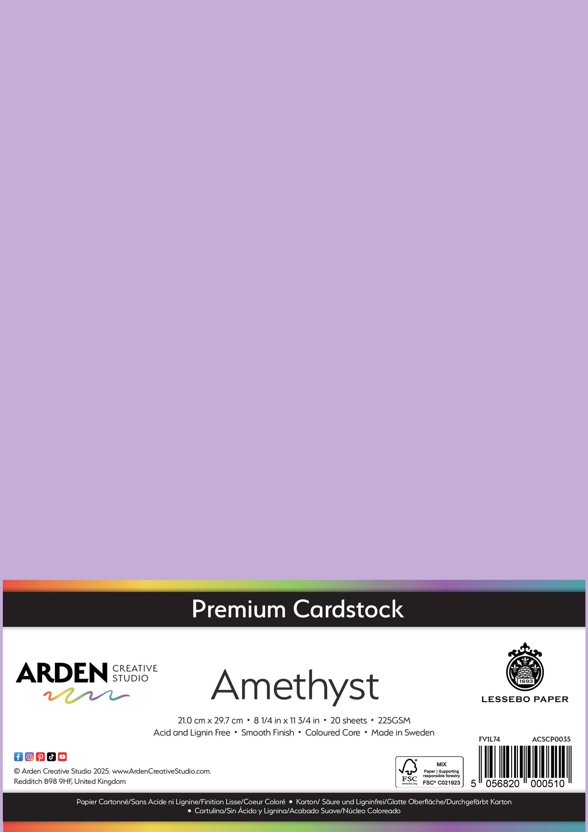 Arden Creative Studio Premium Cardstock A4 225gsm 20 Pack
