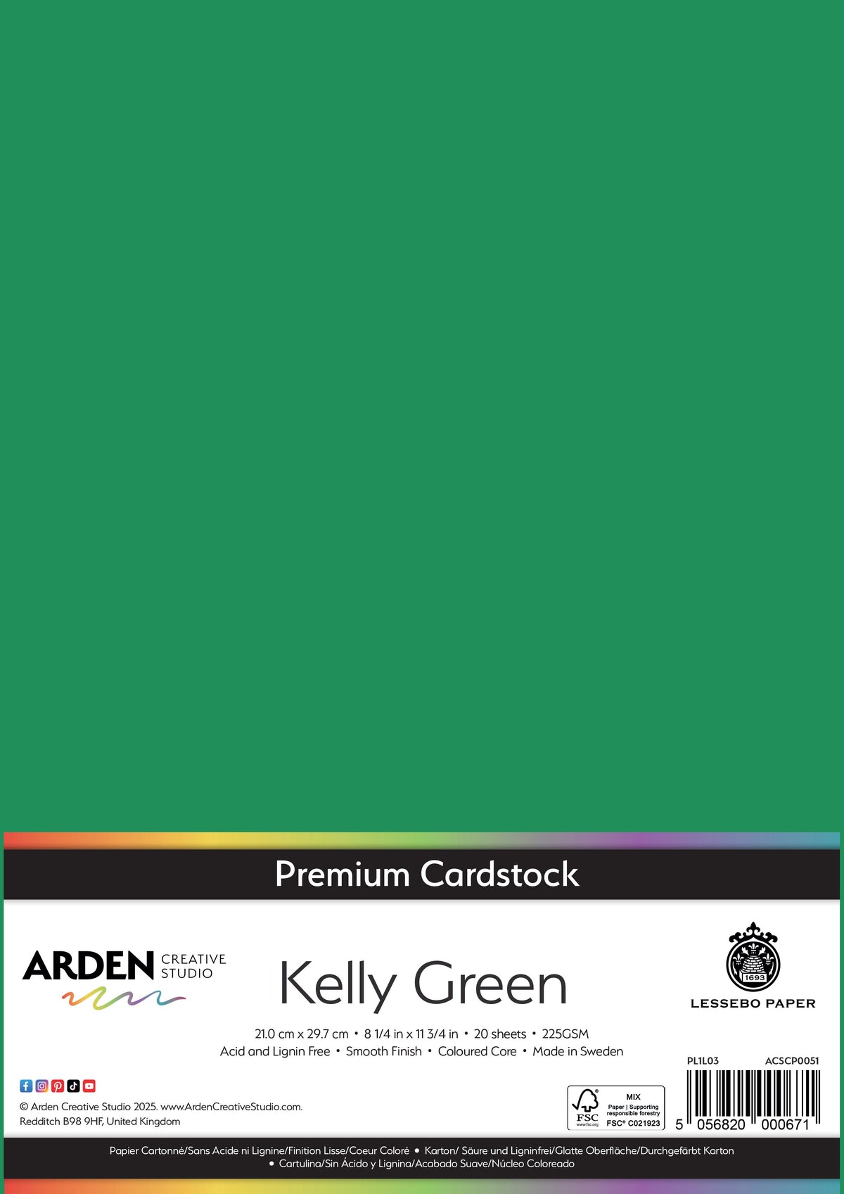 Arden Creative Studio Premium Cardstock A4 225gsm 20 Pack