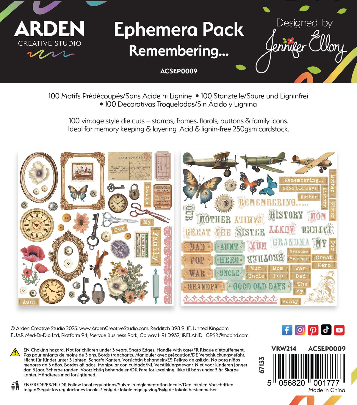 Arden Creative Studio En souvenir de… Pack d'éphémères