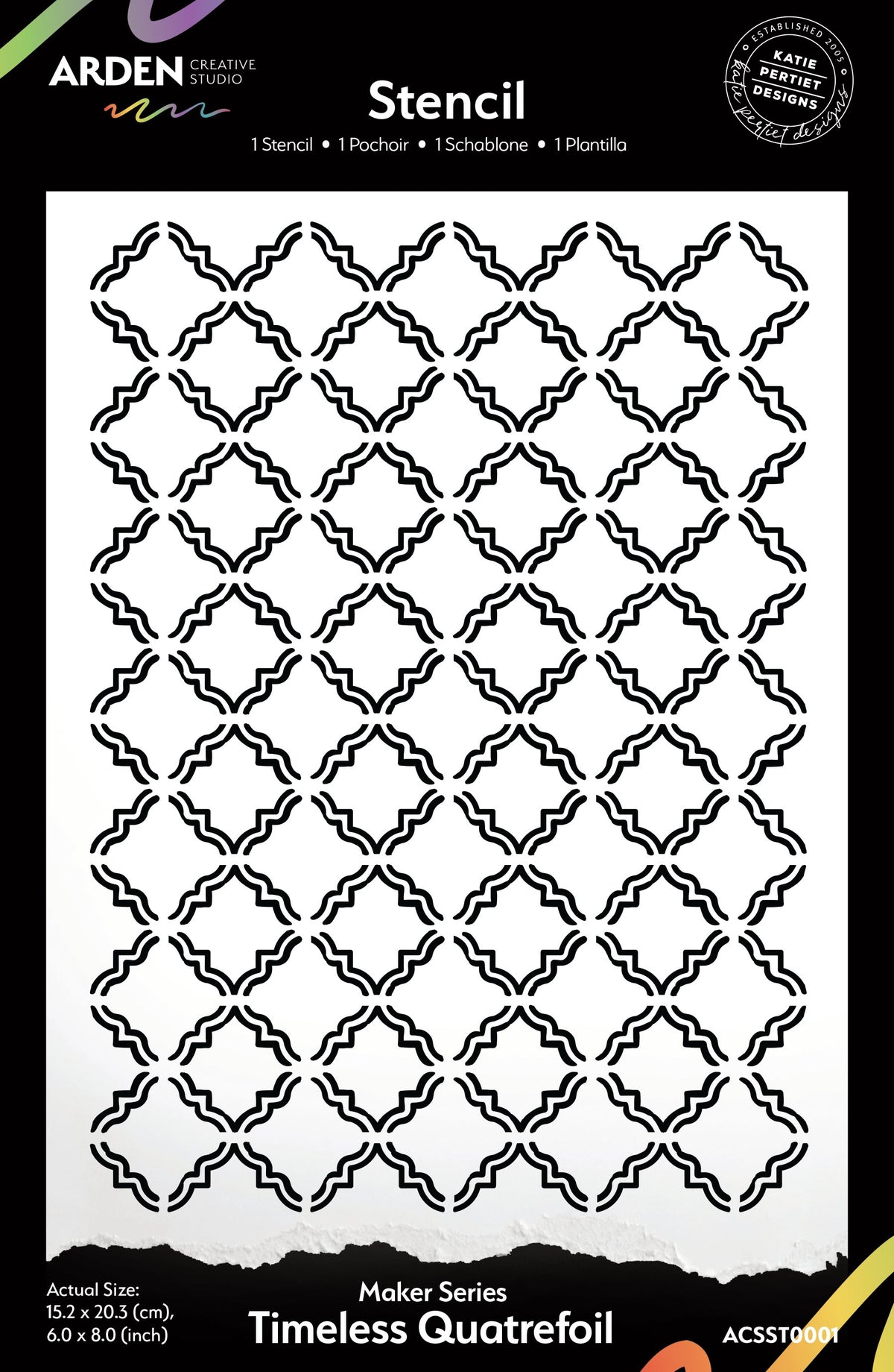 Pochoir Arden Creative Studio série Maker Motifs intemporels quadrilobes 15 x 20 cm
