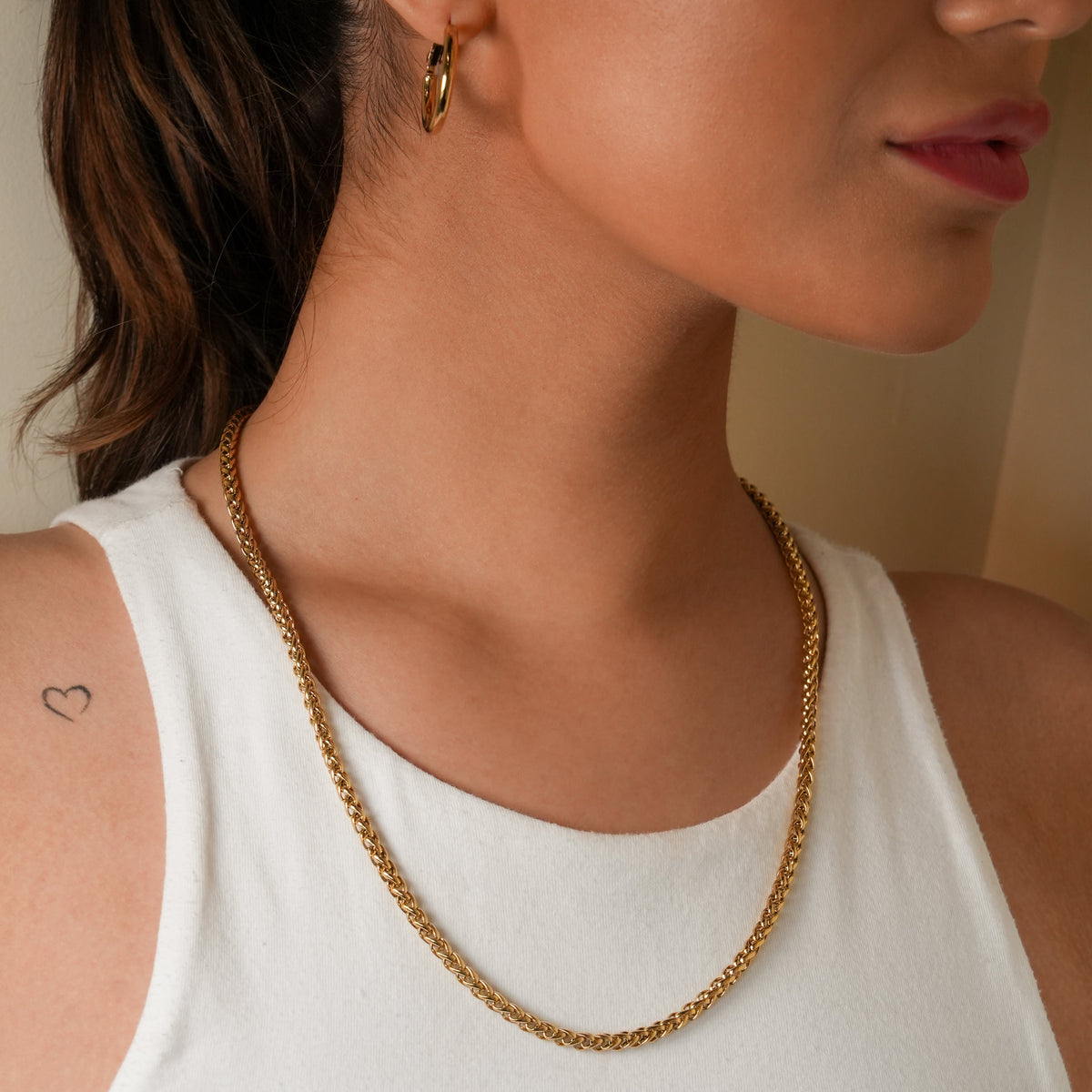 ACTON Gold : Collier chaîne byzantine largeur moyenne.
