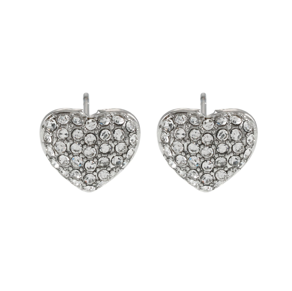 ADORE Or blanc (ton argenté) : Clous d'oreilles en forme de cœur sertis de zircons cubiques (CZ) - Déclaration d'amour