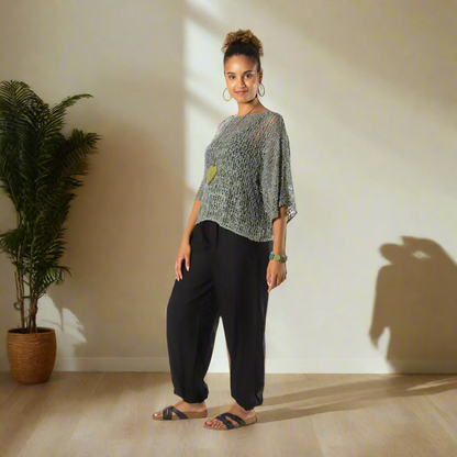 Grey Popcorn Knit Top