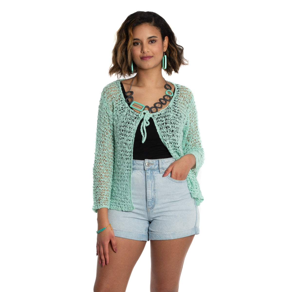 Gilet court à nouer - Menthe