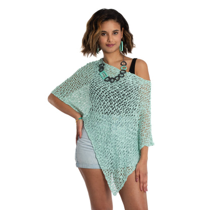 Poncho en maille texturée à motifs popcorn - Menthe