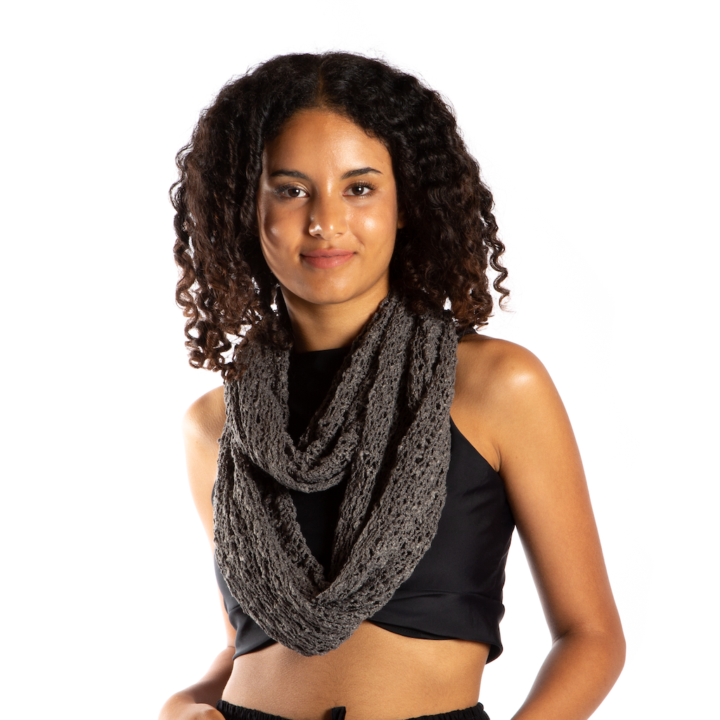 Popcorn Knit Infinity Scarf - Grey
