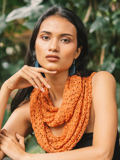 Écharpe tube en tricot pop-corn - Orange