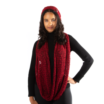 Bonnet en tricot rouge Popcorn avec bouton