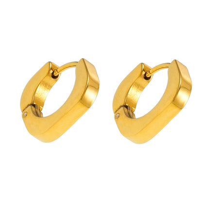 AIRA Gold : Boucles d'oreilles créoles carrées arrondies de style industriel chic