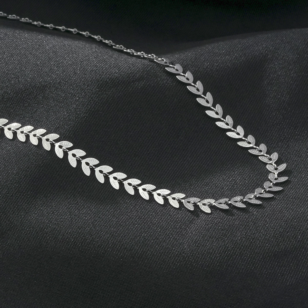 ALALA Or Blanc Argenté : Collier Feuille Gaufrée Beauté Botanique