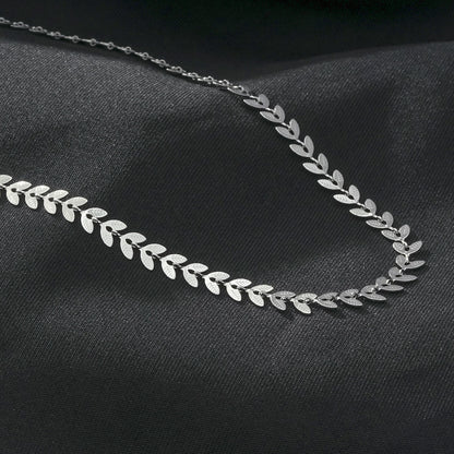ALALA Or Blanc Argenté : Collier Feuille Gaufrée Beauté Botanique