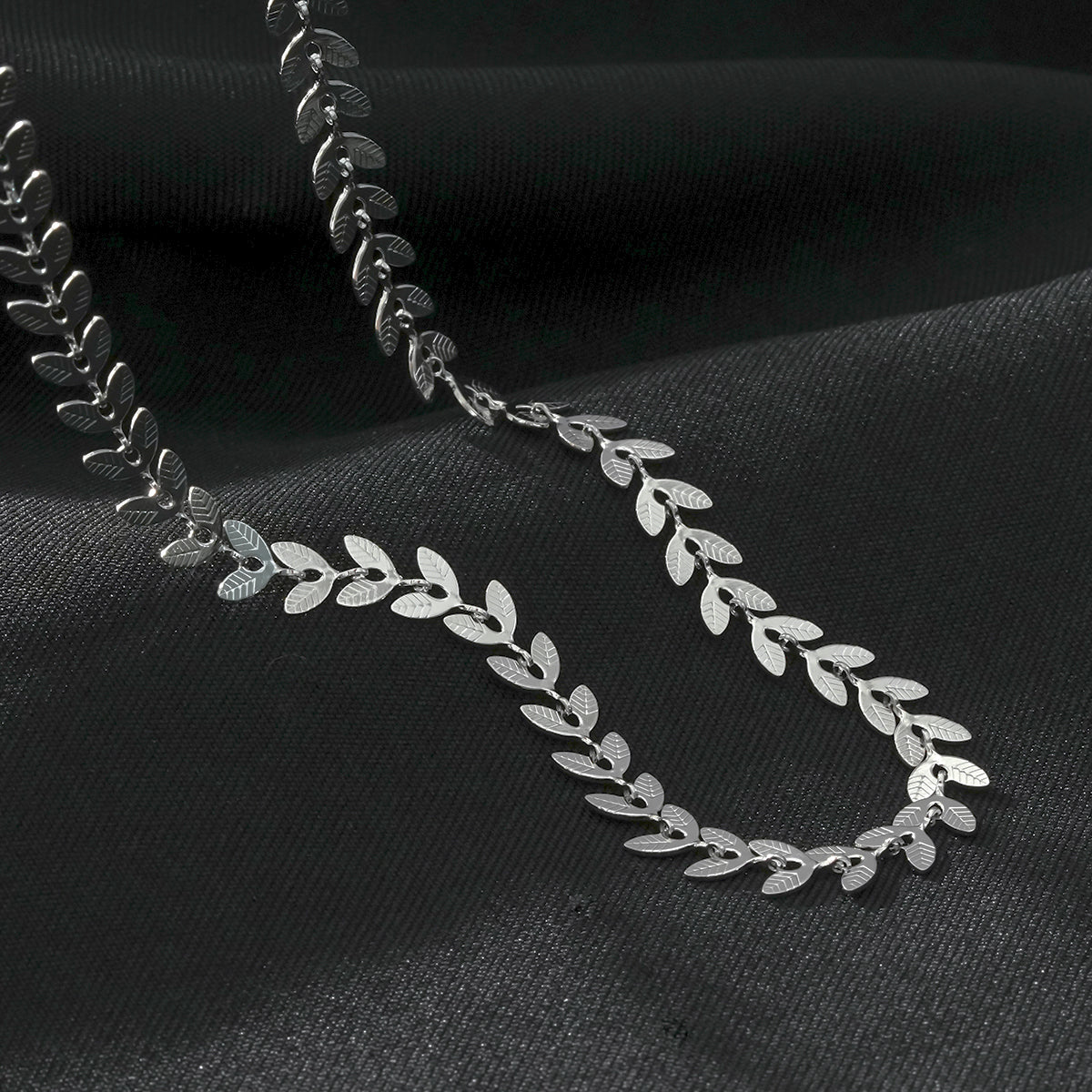 ALALA Or Blanc Argenté : Collier Feuille Gaufrée Beauté Botanique