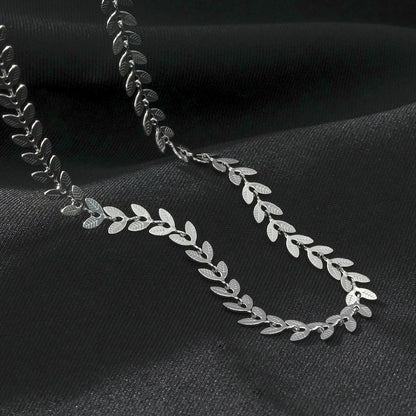ALALA Or Blanc Argenté : Collier Feuille Gaufrée Beauté Botanique