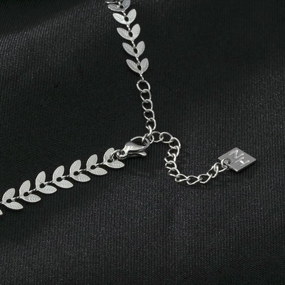 ALALA Or Blanc Argenté : Collier Feuille Gaufrée Beauté Botanique