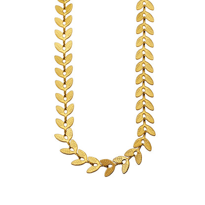 ALALA Gold : Collier feuille embossée beauté botanique