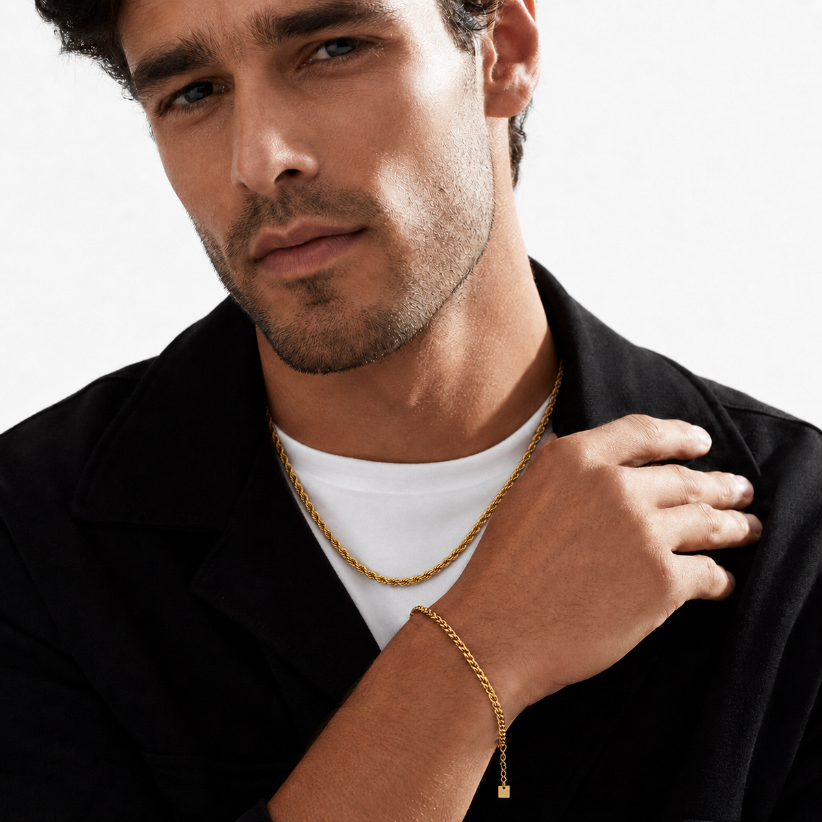 ARKELEY Gold : Collier texturé chaîne corde épaisse