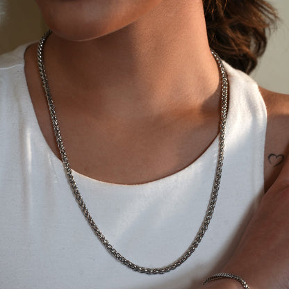 Style ALDGATE : Élégance Audacieuse - Collier Chaîne Byzantine Chunky de Largeur Moyenne en Argent.